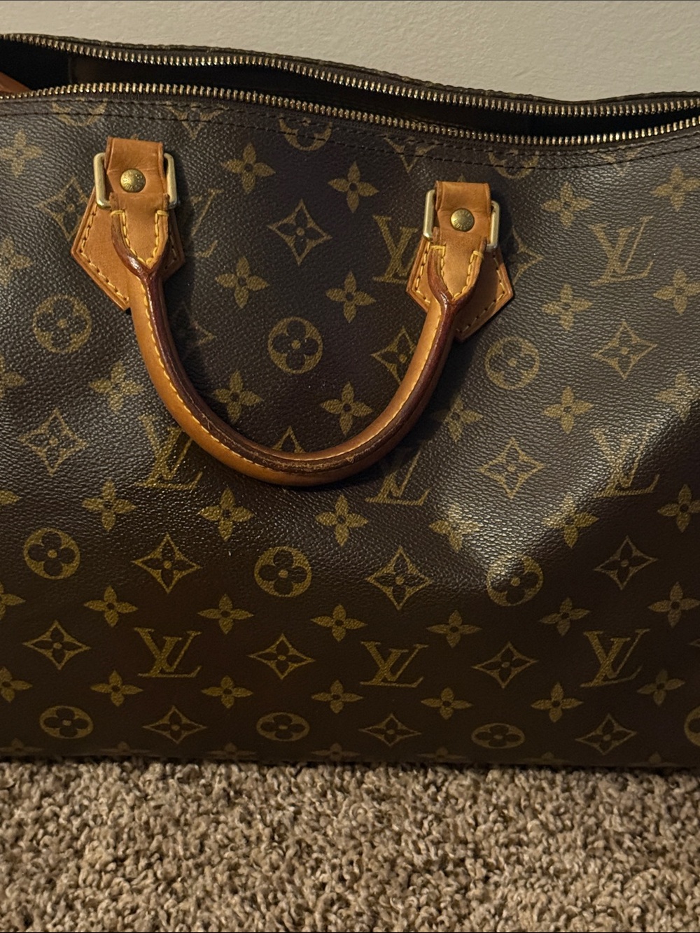 Classic Monogram Leather Travel Bag - Brown